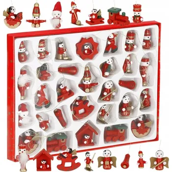 Vánoční dekorace Dřevěné ozdoby na vánoční stromeček, 30 ks vánoční baňky na stromeček, vánoční dekorace