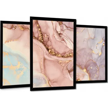 Obraz 3 OBRAZY V RÁMU NA ZEĎ PLAKÁT SADA MARMOR