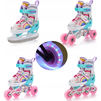 Kolečkové brusle Kolečkové Brusle nastavitelné 4v1 LED kombinované brusle: na led, inline, kolečkové Meteor velikost S 30-33