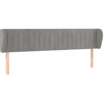 Čelo postele ušák sametové světle šedé 203 x 23 x 78/88 cm