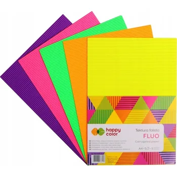Barevný papír Vlnitá lepenka Happy Color fluo A4, 5 barev, 5 listů