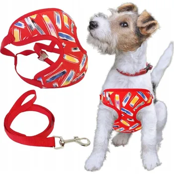 Vodítko pro psa Lehké prodyšné beztlakové postroje pro malého psa + červená Vodítko