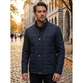 Pánská bunda Pánská prošívaná bunda tmavě modrá, VELIKOST S