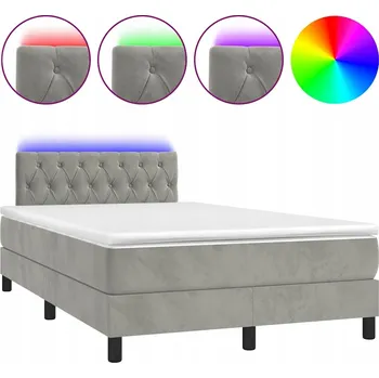 Postel Kontinentální postel s matrací 120x190 cm, světle šedá, s LED diodami