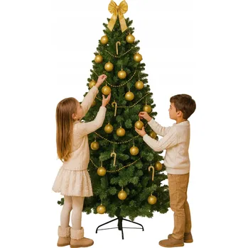 Vánoční stromek UMĚLÝ VÁNOČNÍ STROMEČEK 210 cm HUSTÁ JEDLE SMRK JAKO ŽIVÝ + STOJAN