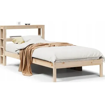 Postel Dřevěná borovicová postel 214,5 x 81 x 82 cm s úložnými policemi