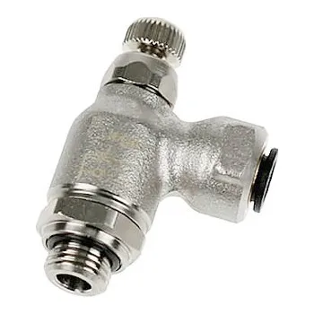 Ventil Pneumatický kompaktní škrtící ventil jednostranný výstupní G1/2"vně na hadičku 14mm Legris 7100 14 21