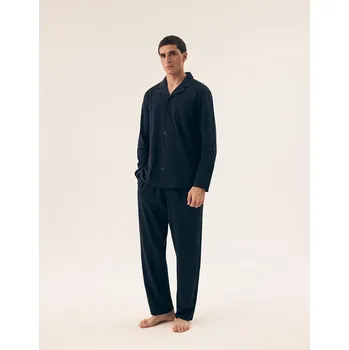 Pánská móda Pánské pruhované pyžamo Henderson na zip- námořnická modrá, Námořnictvo XXL i384_34731655