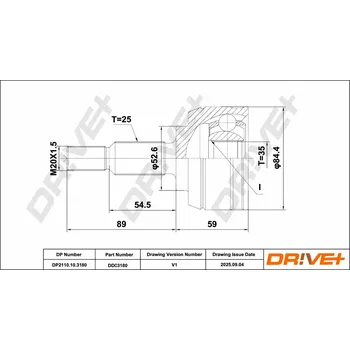 Hřídel nápravy Sada kloubů, hnací hřídel Dr!ve+ DP2110.10.3180
