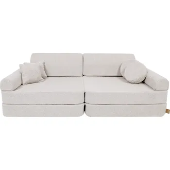 Pohovka MeowBaby Velká modulární pohovka pro deti - Premium Boucle, Champagne Ecru