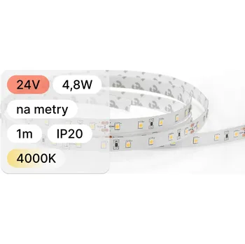 LED páska LED pásek SMD 2835 24V 4000K neutrální bílá 4.8W/m 60LED/m šířka 8mm - 1m