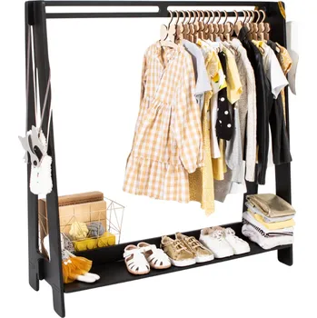 Věšák Montessori House Bed Dětský dřevěný věšák na oblečení - verze 1-Černý