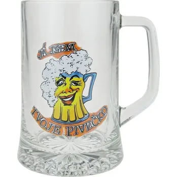 Sklenice Půllitr "Já jsem tvoje pivečko" 0,5l (Skleněný půllitr s vtipným obrázkem)