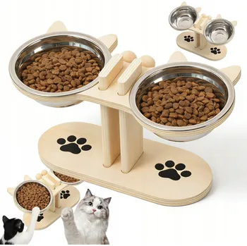 Miska pro psa MISKA 2 V 1, ZVÝŠENÉ MISKY PRO KOČKY, MISKA NA KRMIVO ZVÝŠENÁ O 15°