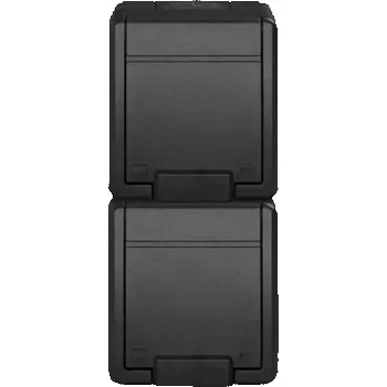 Elektrická zásuvka Dvojitá vodotěsná Elektrická zásuvka Elektro-Plast Nasielsk šedá IP55