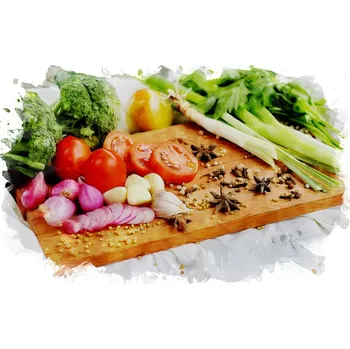 Obraz Obraz Na Plátně Zelenina s Kořením na Prkénku 30x20