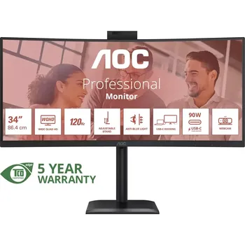 Monitor AOC/CU34E4CW/34"/VA/wQHD/120Hz/4ms/Černá/5R