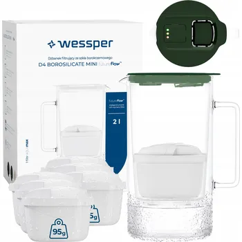 Filtrace vody Filtrační konvice skleněná Wessper D4 BOROSILICATE MINI FF GE + 7x filtr