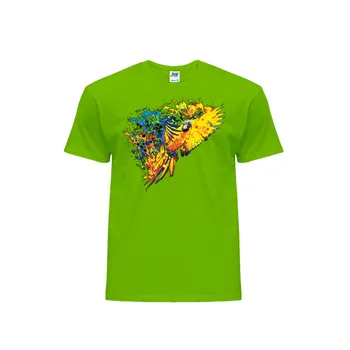 Pánská móda panske_levne_tricko_potisk_zluty_papousek Barva: Lime - limetková, velikost: XL