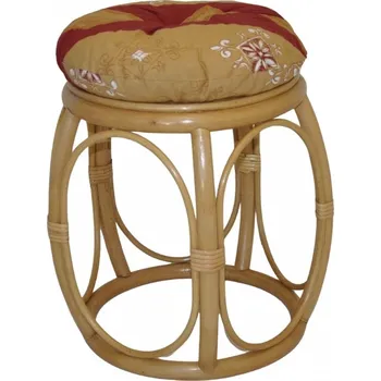 Stolička Axin Trading s.r.o. Ratanová taburetka široká medová polstr vínový motiv
