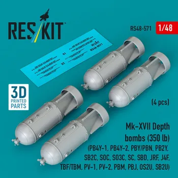 Plastikový model 1/48 Mk-XVII Depth bombs (350 lb) (4 pcs.)