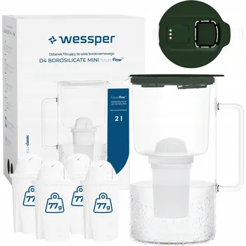 Filtrace vody Filtrační konvice skleněný Wessper D4 BOROSILICATE MINI FF GE + 5x filtr