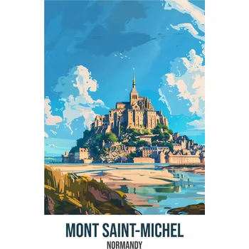 Plakát Plakát Mont Saint-Michel bez rámu 67,5 x 95 cm