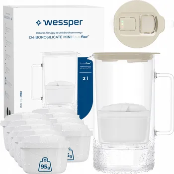 Filtrační konvice Filtrační konvice skleněná Wessper D4 BOROSILICATE MINI FF BG + 10x filtr