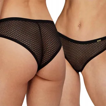 Kalhotky Dámské černé kalhotky kalhotky ze síťoviny, sexy a pohodlné Kleo XXL