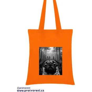 Taška s potiskem Textilní taška, PES MOPS ve strašidelném lese, 41x37cm, mix barev, 1 ks Vyberte si barvu ZDE:: oranžová