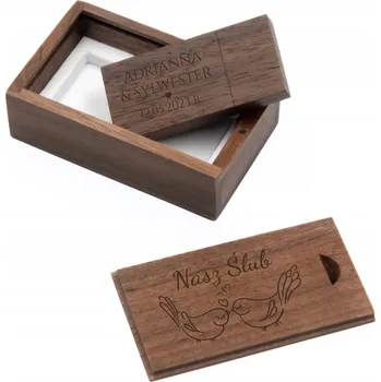 USB flash disk Flash disk v krabičce 2 GB USB 2.0 dřevěný GRAVÍROVÁNÍ LOGA svatba svaté přijímání křest