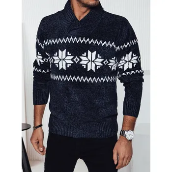 Pánská móda Tmavě modrý pánský stylový svetr s norským vzorem WX2272 Velikost: XL
