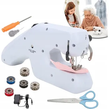 MINI RUČNÍ ŠICÍ STROJ + KREJČOVSKÁ SADA Nitě Jehly PŘENOSNÝ