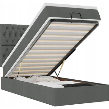 Matrace Otoman s matrací 193x90x118/128 cm, tmavě šedý, matrace 90x190x20 cm, top