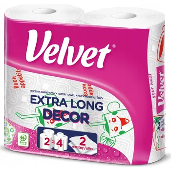 Utěrka Papírová utěrka Velvet Extra long DECOR! NOVINKA