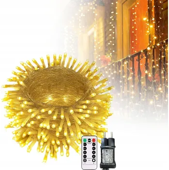 Vánoce VÁNOČNÍ OSVĚTLENÍ NA STROMEČEK BÍLÁ TEPLÁ 350 LED 8 REŽIMŮ VNITŘNÍ/VENKOVNÍ 35 METRŮ NA STROMEČEK