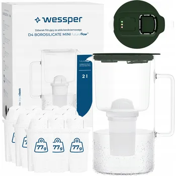Filtrace vody Filtrační konvice skleněná Wessper D4 BOROSILICATE MINI FF GE + 11x filtr