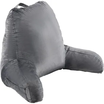 Vevor Opěrka na čtení do postele, velká, paměťová pěna, 3 kapsy, šedá