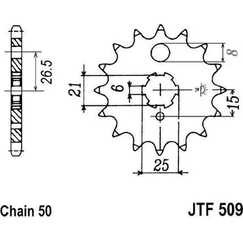 Řetězová sada pro motocykl Řetězové kolečko JT JTF 509-15 15 zubů, 530