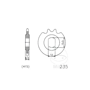 Auto-moto Řetězové kolečko JMT 13T, pitch 415 elongated hole 12/15.5