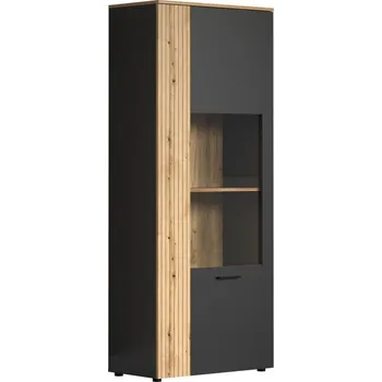 Knihovna Vitrína Esteban - Mebelbos Grafit-dub evok 80x195 cm