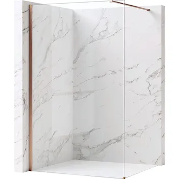 Bezrámová sprchová zástěna REA FLEXI BRUSH COPPER 80 cm, měď kartáčovaná/transparent - bez vaničky