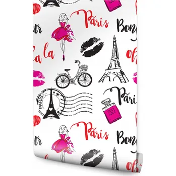Fototapeta Tapeta pro mládež Paříž nápisy móda Eiffelova věž