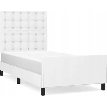 Postel Bílý rám postele s čelem, 203 x 103 x 118/128 cm