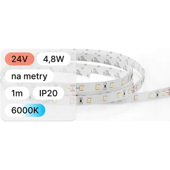 LED páska LED PÁSEK 24V 4,8W 6000K 104lm/W 8mm 1 metr