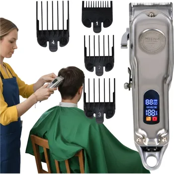 Stříhací strojek na vlasy hlavy holicí strojek, profesionální, 4 nástavce