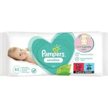Dětská kosmetika Vlhčené ubrousky PAMPERS Sensitive, 52 ks