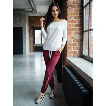 Dámské oblečení Dámská tepláková souprava VSB11 bordó + bílá, VELIKOST XXS/XS