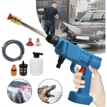 Vysokotlaký čistič AKUMULÁTOROVÁ TLAKOVÁ MYČKA 48V LEHKÁ PISTOLE PĚNOVÁ SADA MODRÁ