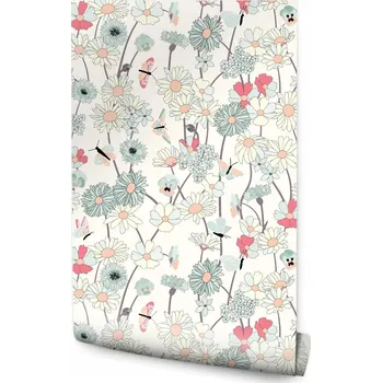 Fototapeta Tapeta do chodby divoké luční květy motýli